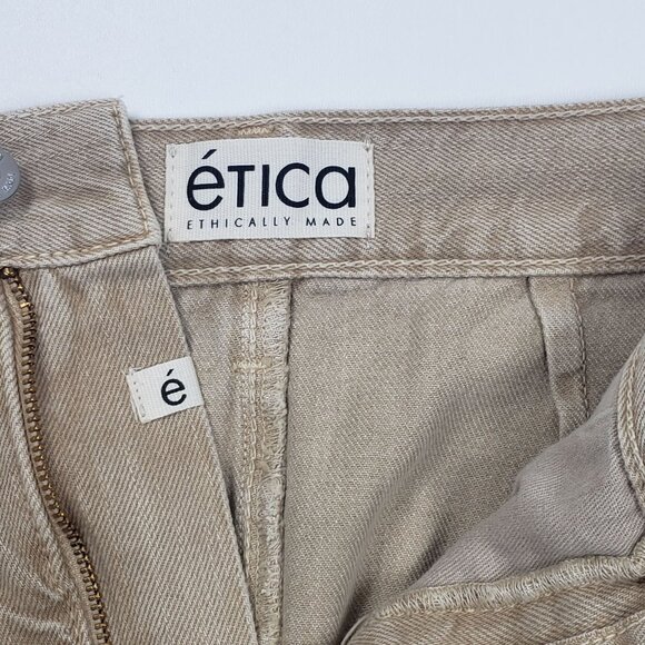 Etica Maxine Pleated Mini Skirt Women's Size 24 Beige Sweet Coconut Wardrobe MVP - Picture 2 of 16